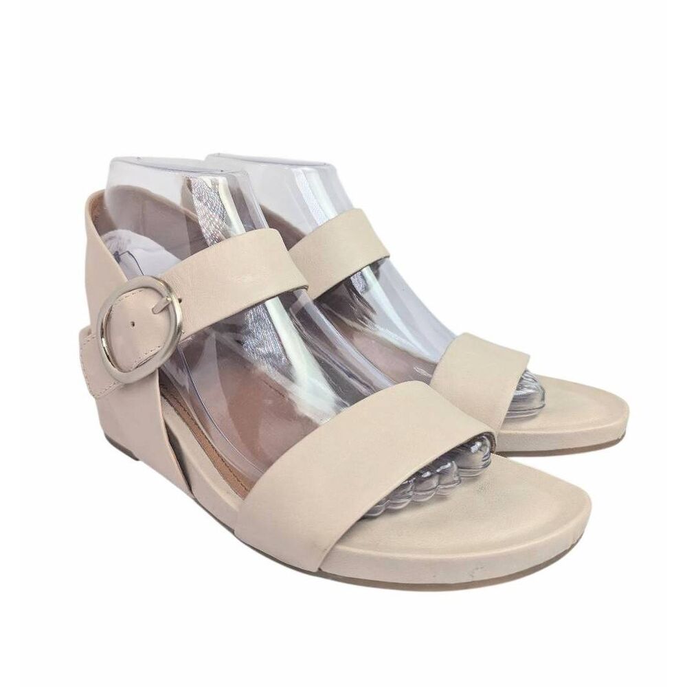 Sofft Beige Wedge Sandals with Buckle - Picture 2 of 7